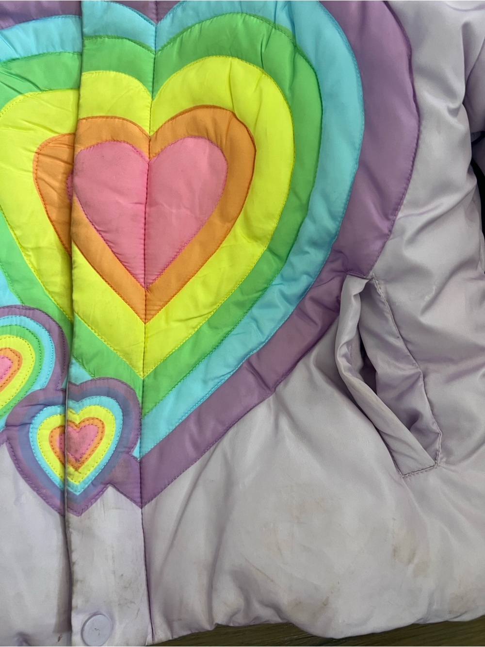 Lola and the Boys Rainbow Heart Puffer Girls Jacket Size 8 - Picture 2 of 8